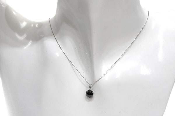 Pt900(プラチナ)ブラックダイヤモンド1.00ctネックレス ブラックダイヤモンド一粒ネックレス