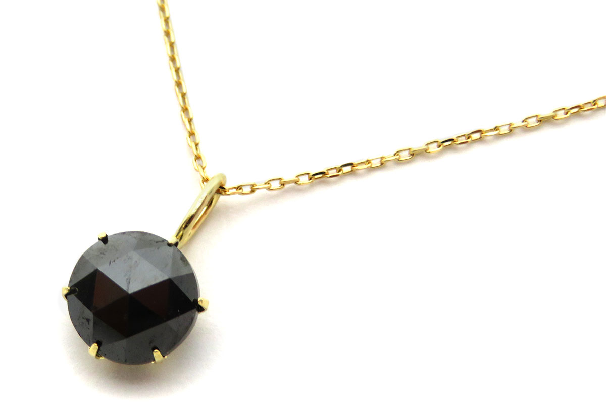 K18YG(18金イエローゴールド)ブラックダイヤモンド1.00ctネックレス ローズカットブラックダイヤネックレス - ANSWER Jewelry