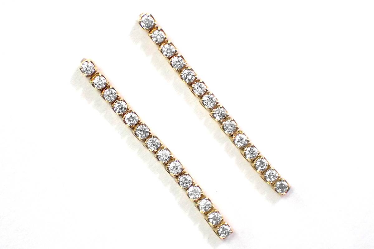 【お待たせしました再入荷!】K18YG(18金イエローゴールド)ダイヤモンドチェーンピアス 計0.5ct スイングチェーンピアス